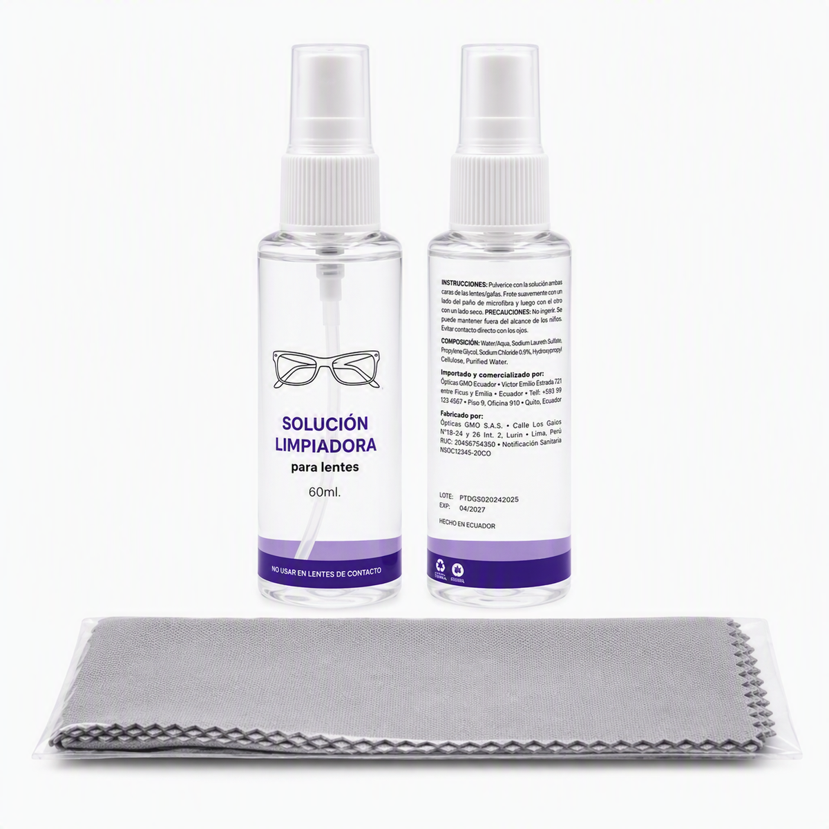Kit Solución limpiadora de anteojos (2 QUICK 60ML + PAÑO LIMPIADOR)